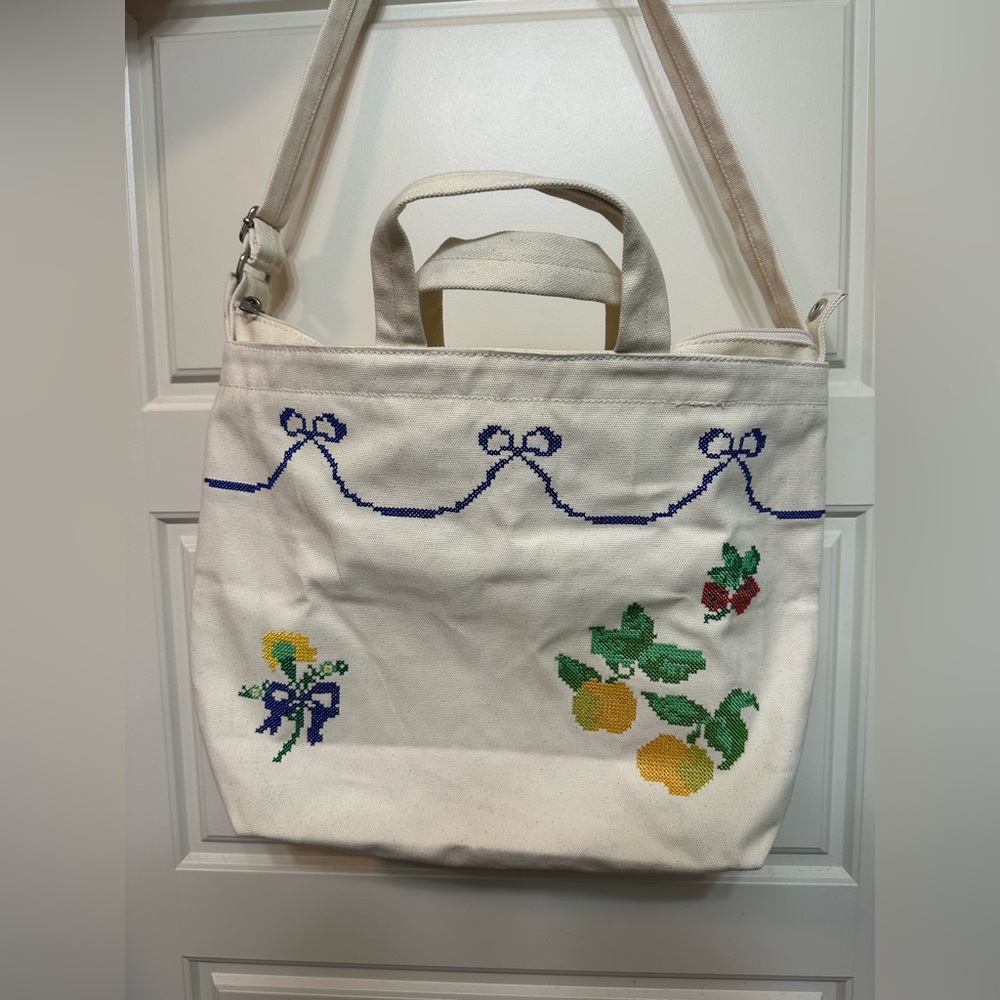 Horizontal Zip Duck Bag, Cross Stitch